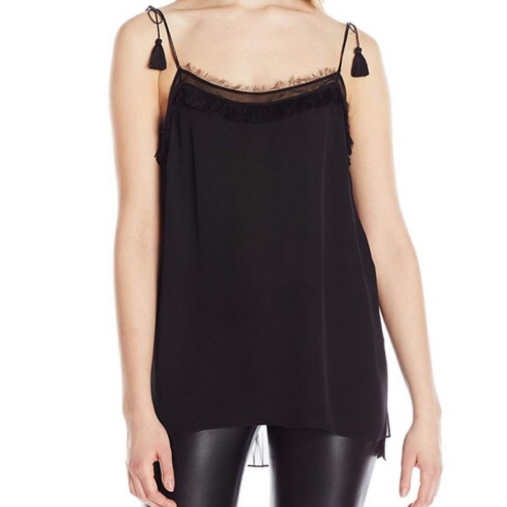 Elie Tahari ‘Pedrine’ Black Blouse w/ Tassels